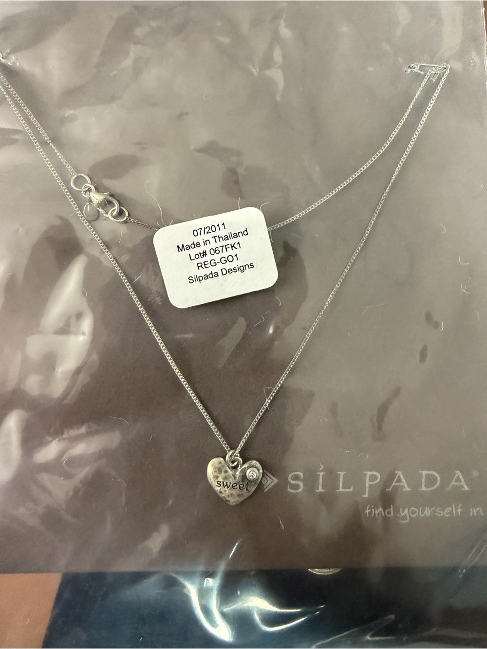 Silpada sterling Silver Heart Pendant Necklace with 'sweet' Engraving - child